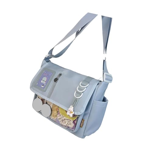 Trendige japanische College-Stile Nylon Umhängetasche Crossbody Geldbörse Satchel Geldbörsen für Studenten und Anime Liebhaber Cosplay Umhängetasche, himmelblau, One Size von DIDILLX