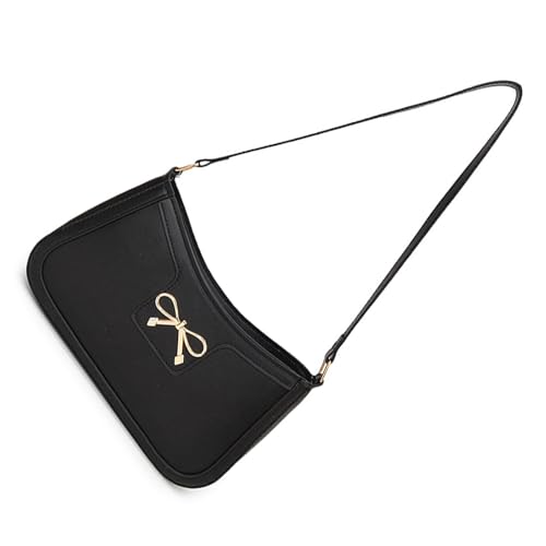 Zarte Umhängetasche aus PU-Leder mit Schleifendetail, für Reisen, Arbeit, Unterarmtaschen für Einkäufe und gesellschaftliche Veranstaltungen, trendige Damen-Geldbörse, Schwarz , One Size von DIDILLX