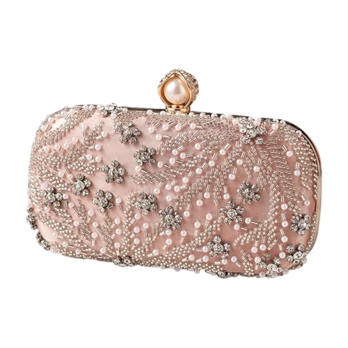 Zarte bestickte Abendtasche mit Strass-Dekoren, mehrere Tragemöglichkeiten, praktisches Polyester, für besondere Anlässe, unverzichtbar, praktische modische Geldbörse aus Polyester, champagnerfarben von DIDILLX