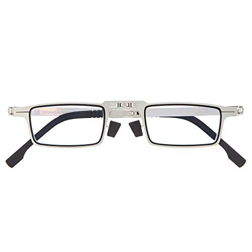 DIDINSKY Graduierte Zusammenklappbare Lesebrille für Männer und Frauen. Presbyopie-Brille mit Metallrahmen und Blaulichtschutzgläsern. Graphite +2.0 - MET SQUARE von DIDINSKY