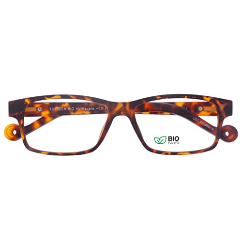DIDINSKY Presbyopie Lesebrille oder Presbyopie Anti Blaulicht Anti Blaulicht für Männer und Frauen. Rubber Touch, flexible Bügel und entspiegelte Gläser. Havana +1.5 - THYSSEN BIO von DIDINSKY