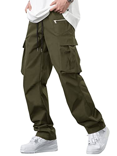 DIDK Herren Hosen Cargohose Locker Pants Männer Jogger Cargo Hosen Sporthose Workoutpant mit Tunelzug und Seitetaschen Armeegrün L von DIDK