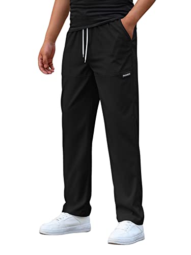 DIDK Herren Hosen Chinohose Elastischer Bund Lange Hose Casual Freizeithose mit Taschen und Tunnelzug Schwarz L von DIDK