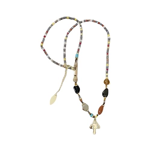 DIEKE Französische Vintage-Halskette mit Natursteinen, einzigartiger Sonnenaufgang-Pilz-Anhänger, handgefertigter Winterschmuck für Frauen, Geschenk, französische Vintage-Perlen-Halskette DIEKE Französische Vintage-Halskette mit Natursteinen, einzigartiger Sonnenaufgang-Pilz-Anhänger, handgefertigter Winterschmuck für Frauen, Geschenk, französische Vintage-Perlen-Halskette von DIEKE