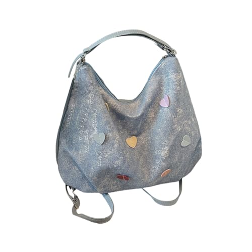 DIEKE Lässige Handtasche Elegante Damen Schultertasche Große Kapazität Rucksack PU Unterarmtaschen Für Arbeit Schule Und Outdoor Verstellbarer Riemen Tasche, blau, One Size von DIEKE