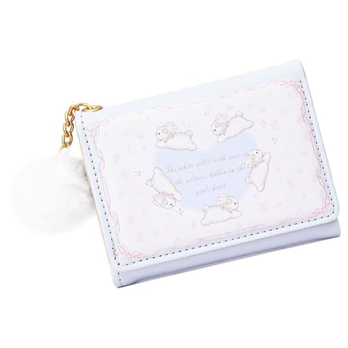 DIEKE Schöne Geldbörse aus PU-Leder, dreifach gefaltet, Kartenhalter, Cartoon-Kaninchen, Geldbörse für Reisen, Cartoon-Kaninchen, kurz, dreifach gefaltet, koreanischer Stil, Münze, blau, Mass Beauty von DIEKE