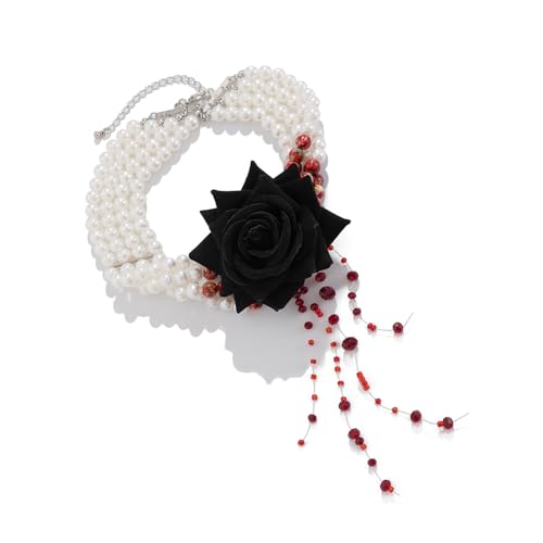 Elegante Perlen-Halskette mit Rose, Statement-Party-Schmuck, Hochzeitszubehör, Quasten, Halsschmuck für den täglichen Gebrauch, rot, Wie beschrieben, Wie beschrieben Elegante Perlen-Halskette mit Rose, Statement-Party-Schmuck, Hochzeitszubehör, Quasten, Halsschmuck für den täglichen Gebrauch, rot, Wie beschrieben, Wie beschrieben von DIEKE