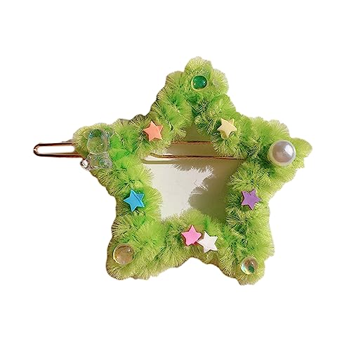 Haarspange für Mädchen, schöne glänzende Sternform, Plüsch-Haarspange mit Kunstperlen-Dekor, Haarnadeln für Jugendliche von DIEKE