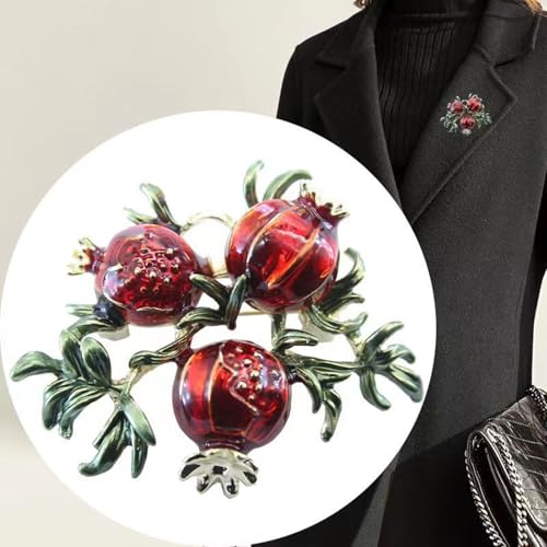 Handgefertigte Granatapfel-Brosche, stilvolle Granatapfel-Brosche, Kleidung, Schmuck, Legierung, Textur, für formelle Veranstaltungen oder den täglichen Gebrauch, einzigartige, handgefertigte von DIEKE