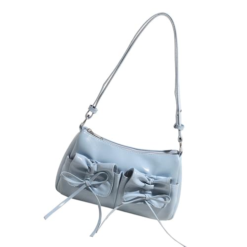 Stilvolle Umhängetasche aus PU-Leder mit Schleifen, Crossbody-Tasche, Achsel-Geldbörse für den täglichen Gebrauch und besondere Anlässe, stilvolle Bürotasche, blau, One Size Stilvolle Umhängetasche aus PU-Leder mit Schleifen, Crossbody-Tasche, Achsel-Geldbörse für den täglichen Gebrauch und besondere Anlässe, stilvolle Bürotasche, blau, One Size von DIEKE