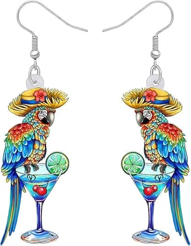 Papagei Ohrringe, Papagei Ohrringe für Damen, Acryl Ohrringes Papageis, Hawaii Ohrringes Damen, Sommerschmuckgeschenke für Frauen Und Mädchen, Strand- Und Reisekleidungszubehör/B von DIELIANHUA