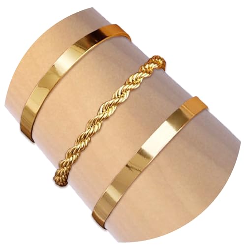 3 PCS Armband Damen Gold, Perlenarmband Gold, Armbands Damen Golds Set, 18 K Vergoldetes Damenarmband, Stapelbarer Schmuck im Bohemian-Stil, der zu jedem Outfit getragen werden kann/C von DIELIANHUA