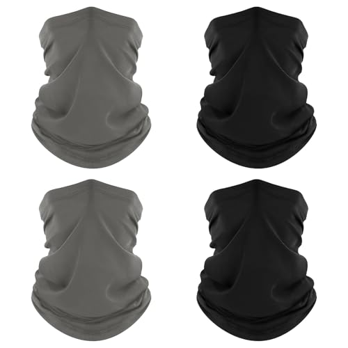 4 Stück Multifunktionstuch Schlauchschal, Elastiche Atmungsaktiv Halstuch, Sonnenschutz Halstuch für Herren Damen, Schützen vor Staub Wind, für Outdoor Radfahren Motorrad Wandern - Schwarz von DIELOVEHUA