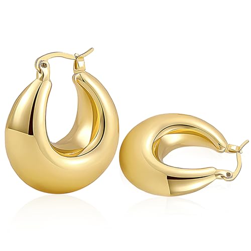 DIELOVEHUA Creolen Ohrringe für Frauen, Gold Chunky Creolen, Dicke Modische für Damen, Hypoallergene Leichte Ohrringe, Modeschmuck für Damen Frauen Mädchen DIELOVEHUA Creolen Ohrringe für Frauen, Gold Chunky Creolen, Dicke Modische für Damen, Hypoallergene Leichte Ohrringe, Modeschmuck für Damen Frauen Mädchen von DIELOVEHUA