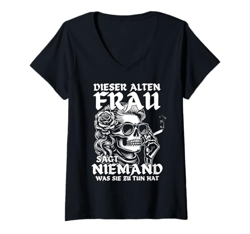 Damen DIESER ALTEN FRAU SAGT NIEMAND WAS SIE ZU TUN HAT - Schädel T-Shirt mit V-Ausschnitt Damen DIESER ALTEN FRAU SAGT NIEMAND WAS SIE ZU TUN HAT - Schädel T-Shirt mit V-Ausschnitt von DIESEM ALTEN MANN SAGT NIEMAND WAS tee