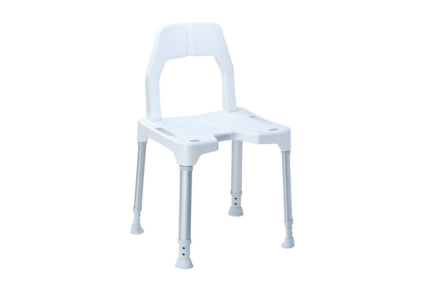 DIETZ® REHA-PRODUKTE Dusch- und Badhocker Duschstuhl TAYO mit Rückenlehne und Hygieneausschnitt höhenverstellbar, Belastbar bis 130 kg von DIETZ® REHA-PRODUKTE