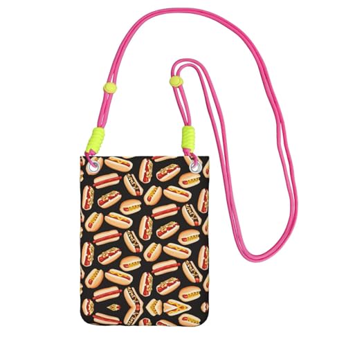 DIEzig Fun Food Hot Dogs Printing Crossbody Handytasche für Erwachsene Geldbörse Crossbody Umhängetasche mit abnehmbarem Schultergurt, Fuchusia, Einheitsgröße von DIEzig