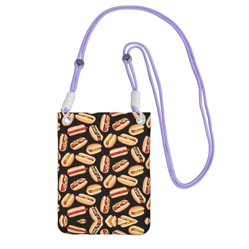 DIEzig Fun Food Hot Dogs Printing Crossbody Handytasche für Erwachsene Geldbörse Crossbody Umhängetasche mit abnehmbarem Schultergurt, violett, Einheitsgröße von DIEzig