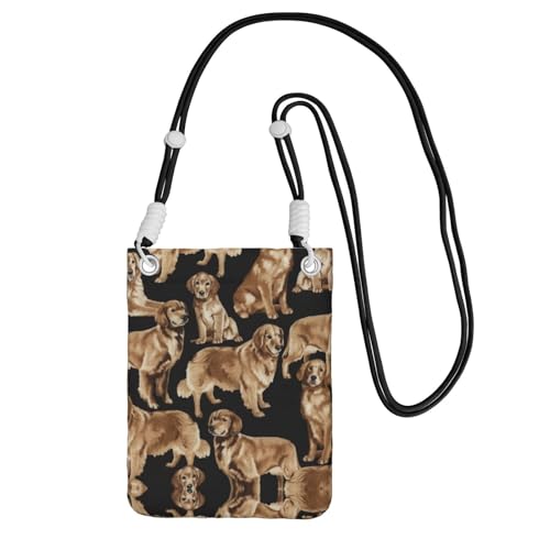 DIEzig Golden Retrievers Printing Crossbody Handytasche für Erwachsene Geldbörse Crossbody Umhängetasche mit abnehmbarem Schultergurt, Schwarz , Einheitsgröße von DIEzig