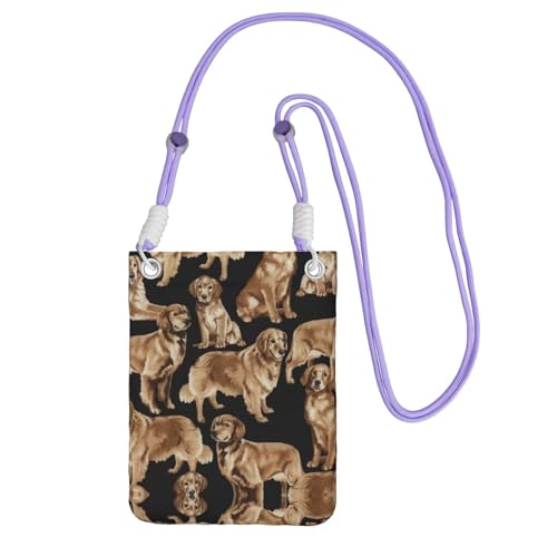 DIEzig Golden Retrievers Printing Crossbody Handytasche für Erwachsene Geldbörse Crossbody Umhängetasche mit abnehmbarem Schultergurt, violett, Einheitsgröße von DIEzig
