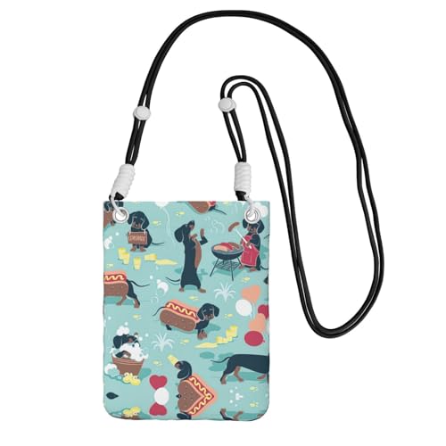 DIEzig Hot Dogs und Limonade Printing Crossbody Handytasche für Erwachsene Geldbörse Crossbody Umhängetasche mit abnehmbarem Schultergurt, Schwarz , Einheitsgröße von DIEzig