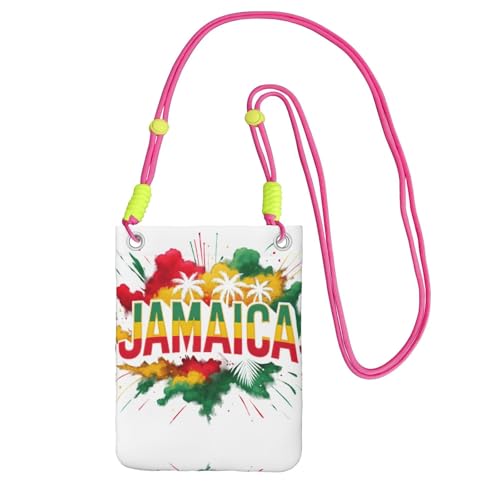 DIEzig Jamaica Colorf Printing Crossbody Handytasche für Erwachsene Geldbörse Crossbody Umhängetasche mit abnehmbarem Schultergurt, Fuchusia, Einheitsgröße von DIEzig