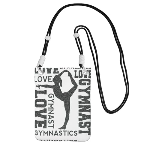 DIEzig New Love Gymnastics Printing Crossbody Handytasche für Erwachsene Geldbörse Crossbody Umhängetasche mit abnehmbarem Schultergurt, Schwarz , Einheitsgröße von DIEzig