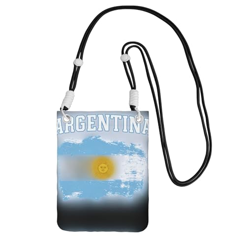 DIEzig Umhängetasche mit Argentinien-Flagge, für Erwachsene, Geldbörse, Umhängetasche, mit abnehmbarem Schultergurt, Schwarz , Einheitsgröße von DIEzig