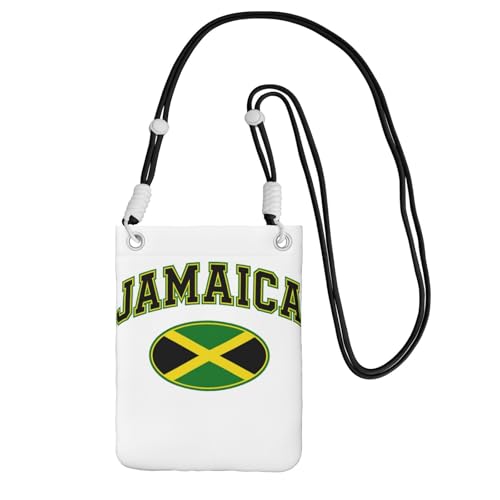 DIEzig Umhängetasche mit Jamaika-Flagge, Textdruck, für Erwachsene, Geldbörse, Umhängetasche, mit abnehmbarem Schultergurt, Schwarz , Einheitsgröße von DIEzig