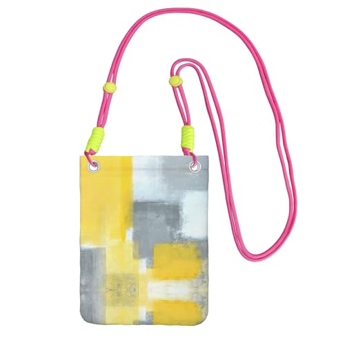 DIEzig Umhängetasche mit abstraktem Kunstgemälde, für Erwachsene, mit abnehmbarem Schultergurt, Grau und Gelb, Fuchusia, Einheitsgröße von DIEzig