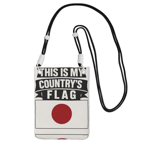 DIEzig Umhängetasche mit japanischem Flaggen-Druck, für Erwachsene, Geldbörse, Umhängetasche, mit abnehmbarem Schultergurt, Schwarz , Einheitsgröße von DIEzig
