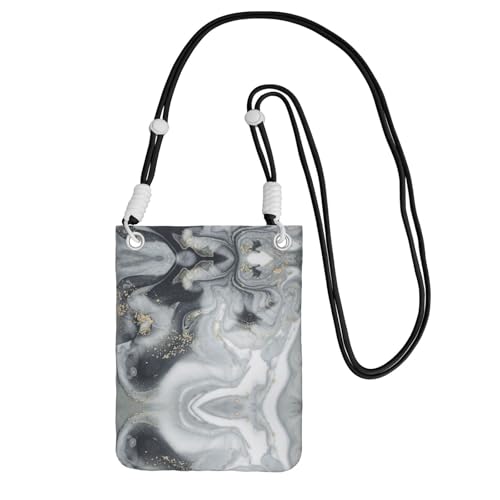 DIEzig Umhängetasche mit orientalischem Marmorsteindruck, für Erwachsene, Geldbörse, Umhängetasche, mit abnehmbarem Schultergurt, Schwarz , Einheitsgröße von DIEzig