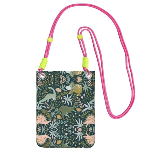 Umhängetasche mit niedlichem Dinosaurier-Druck, für Erwachsene, Geldbörse, Crossbody-Tasche mit abnehmbarem Schultergurt, Fuchusia, Einheitsgröße von DIEzig