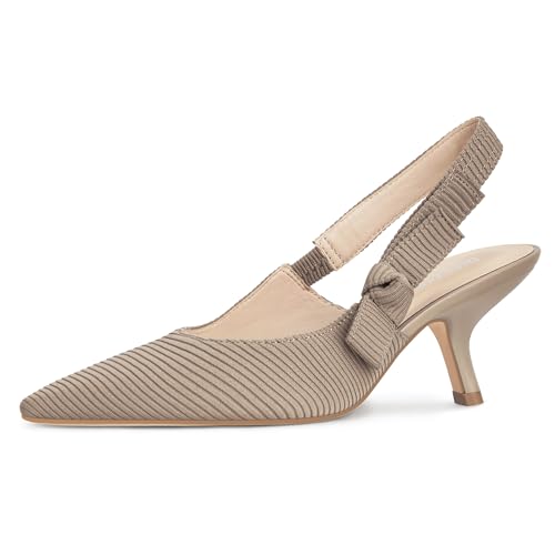 DIFEMA Damen-Arbeitspumps, Slingback, Kätzchen-Absätze, geschlossen, spitzer Zehenbereich, Schleife, Schwarz, Heller Kaffee, 37.5 EU DIFEMA Damen-Arbeitspumps, Slingback, Kätzchen-Absätze, geschlossen, spitzer Zehenbereich, Schleife, Schwarz, Heller Kaffee, 37.5 EU von DIFEMA