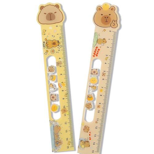 2 Stück 15cm Lineal Capybara, Capybara ruler Capybara Sachen, Capybara Schreibwaren Linealen, Süßes Schreibwaren Geschenk für Kinder von DIFLAX