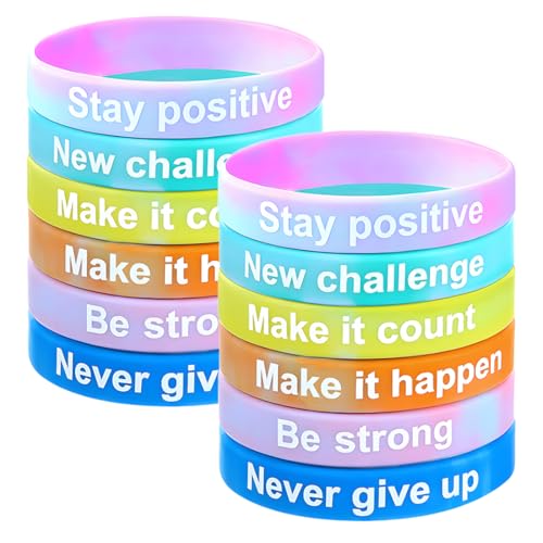 2 Stück Kinder Motivationsarmbänder Silikon Armbänder mit Positiven Sprüchen Mutmacher Geschenk Motivierende Gummiarmbänder Party Mitgebsel für Teenager Kinder Schüler Studenten von DIFLAX