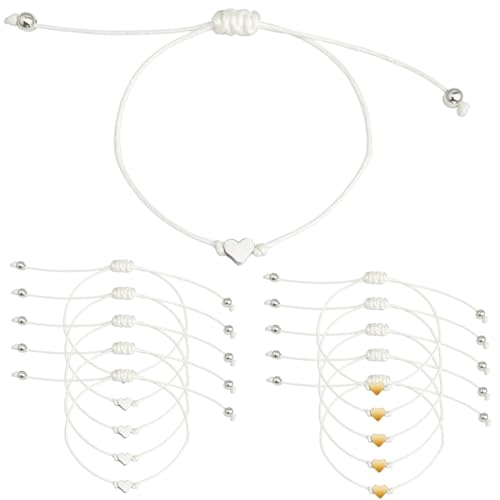 DIFLAX 10 Stück JGA Armbänder Frauen JGA Deko Bride Freundschafts-Armbänder mit Herz Schlichte & minimal Makramee-Armbänder Team Braut Armbänder Accessoires Junggesellinnenabschied (Gold + Silber) DIFLAX 10 Stück JGA Armbänder Frauen JGA Deko Bride Freundschafts-Armbänder mit Herz Schlichte & minimal Makramee-Armbänder Team Braut Armbänder Accessoires Junggesellinnenabschied (Gold + Silber) von DIFLAX