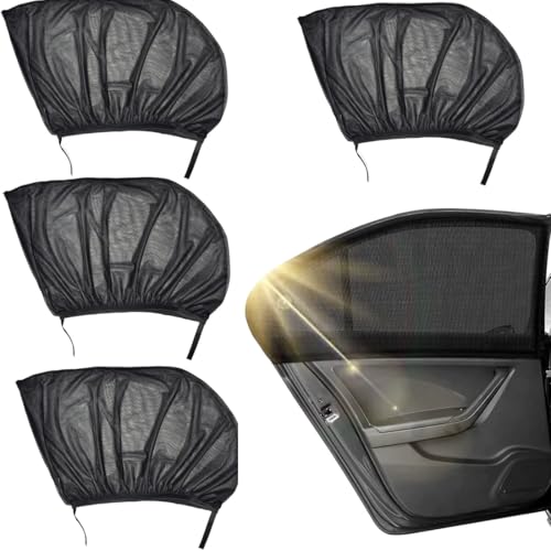 DIFLAX 4 Stück Autofenster-Moskitonetze Seitenfenster-Netze Auto Sonnenschutz Seitenscheibe Netz mit UV-Schutz Praktisch Sonnenschutz Anti-Moskito für Schützt Baby Kinder Haustiere Mitfahrer (Schwarz) von DIFLAX