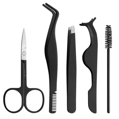 DIFLAX 5 Stück Wimpern Pinzette Applikator Falsche Wimpern Pinzetten Set Aus Edelstahl gebogene Spitze Fischschwanz Künstliche Wimpern Clip für Frauen Wimpernverlängerung von DIFLAX