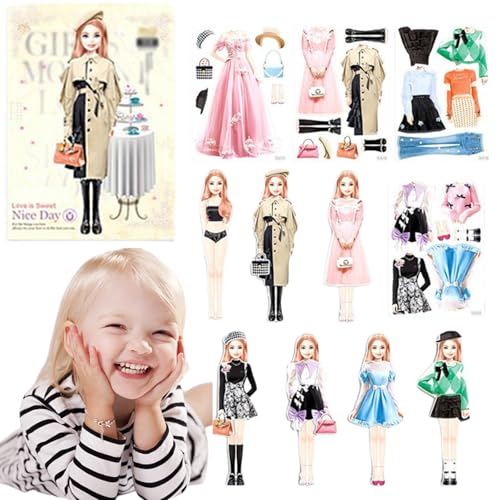 DIFLAX Magnetische Anziehpuppe mit Outfits Magnetische Papierpuppen Magnetspiel Anziehfiguren Tragbare Magnetische Prinzessinnen Dress Up Spielset für Mädchen Magnetspiel Box Anziehpuppe für Kinder von DIFLAX