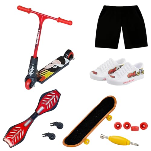 DIFLAX Mini Fingerspielzeug Set Finger Skateboard Finger Scooter Finger Spitzen Mini Fingerboards Training Requisiten mit Reparaturwerkzeugen und Kleidung für Kinder und Erwachsene Partygeschenke von DIFLAX