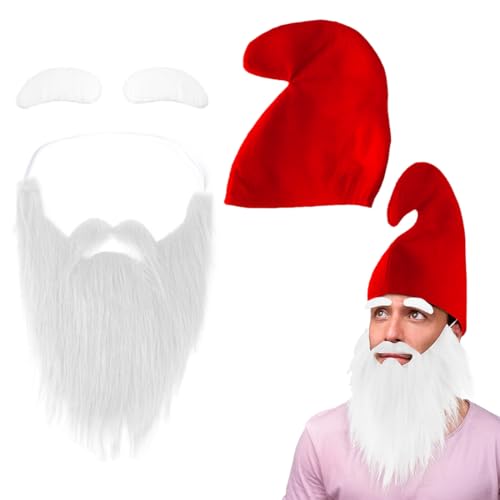 DIFLAX Zwergenmützen mit Bart und Augenbrauen Elfenhut Zwergen Zipfelmützen Gnome Mütze Wichtelmütze Lustiges für Erwachsene Kinder Karneval Halloween Geburtstag Party Accessoire von DIFLAX