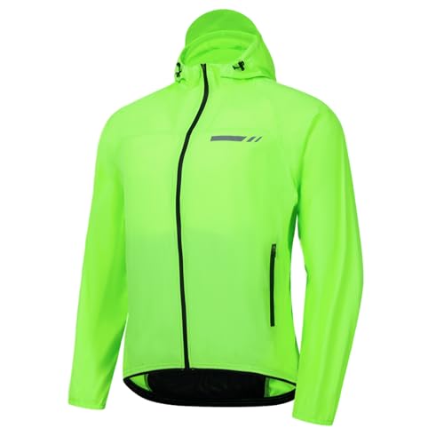 DIFOS Fahrradjacke Herren Wasserdicht Winddicht Regenjacke Softshell Atmungsaktiv Windbreaker Leichte Reflektierend Jacket Jacke Grün M von DIFOS