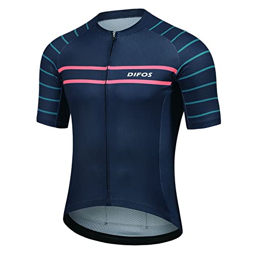 DIFOS Fahrradtrikot Herren Kurzarm Cycling Radtrikot Schnell Trocknen Atmungsaktive Blau XXL von DIFOS