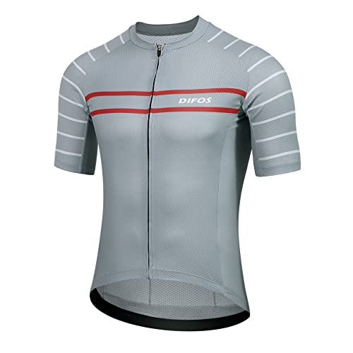 DIFOS Fahrradtrikot Herren Kurzarm Cycling Radtrikot Schnell Trocknen Atmungsaktive Grau M von DIFOS