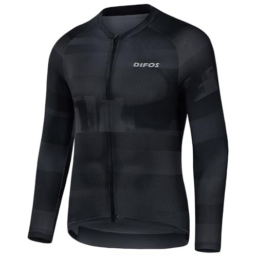 DIFOS Herren Radtrikot Fahrradtrikot Langarm MTB Rennrad Trikot Schwarz XL von DIFOS