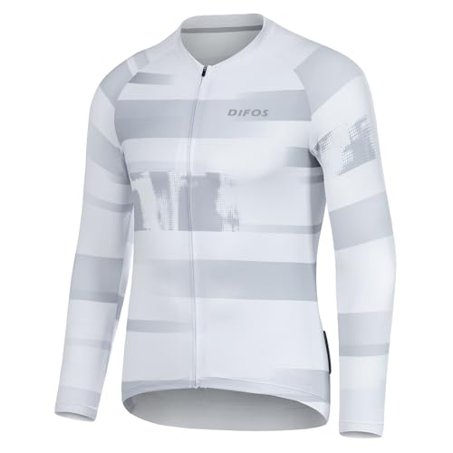 DIFOS Herren Radtrikot Fahrradtrikot Langarm MTB Rennrad Trikot Weiß XXL von DIFOS
