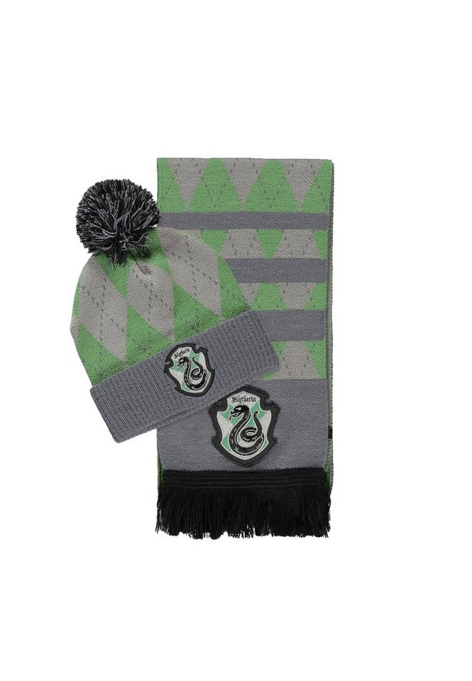 DIFUZED Schal Harry Potter Beanie & Schal Set Slytherin, (1-St. Beanie & Schal), Offiziell lizenziertes Set von DIFUZED