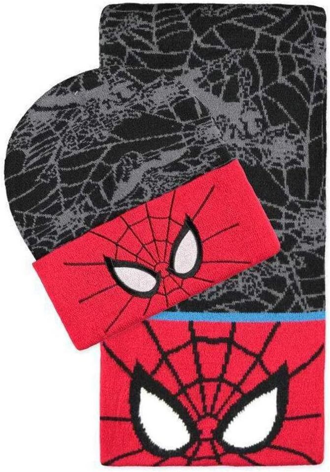 DIFUZED Schal Marvel Beanie & Schal Set Spider-Man, (1-St), Offiziell lizenziertes Set von DIFUZED