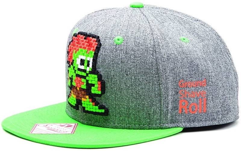 DIFUZED Snapback Cap STREETFIGHTER Snapback Cap mit Blanka im Pixelstyle – Grau Basecap Schirmmütze Cappy von DIFUZED